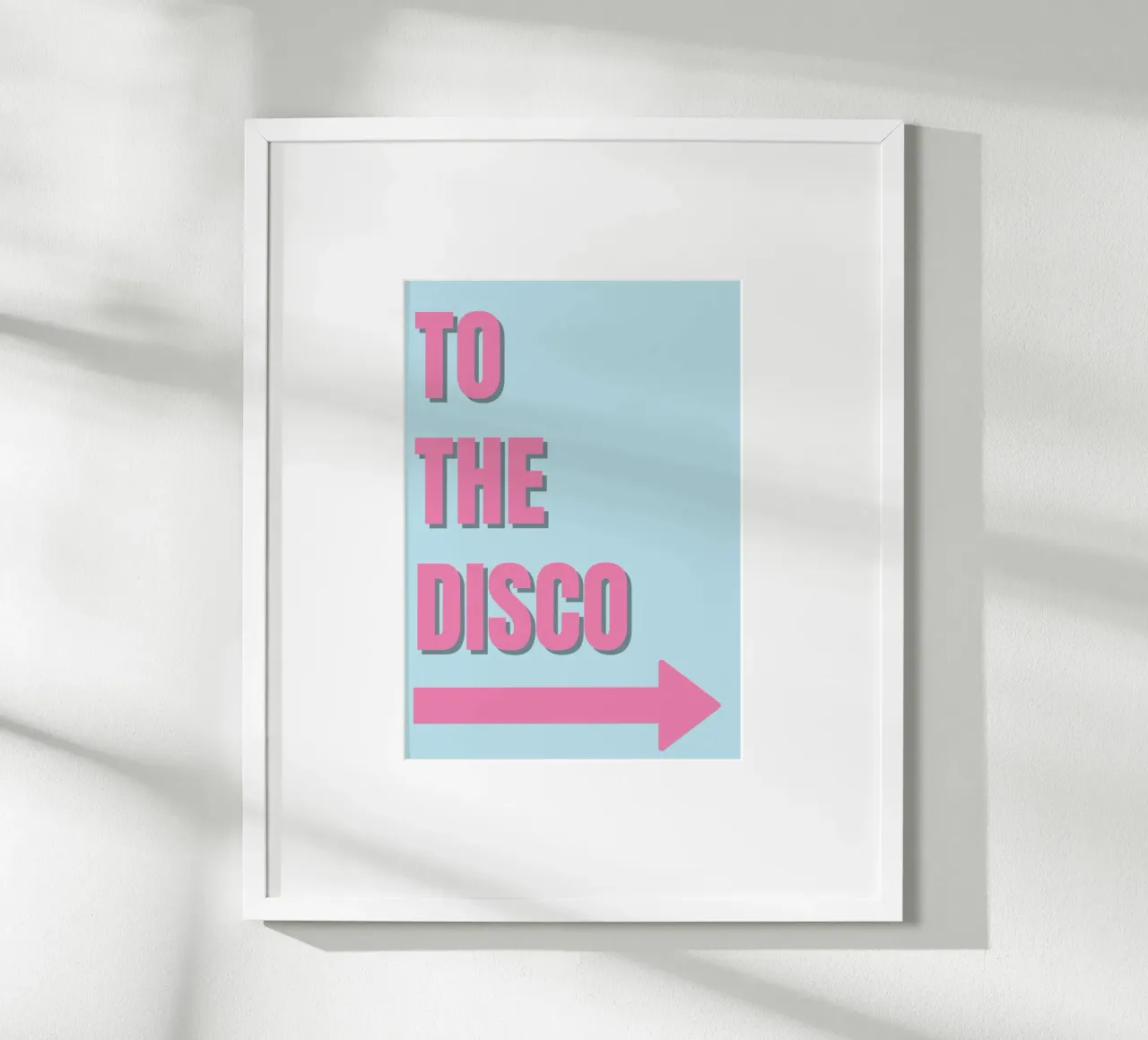 "To The Disco" Pink Retro Typography Art Print poster by homdeco