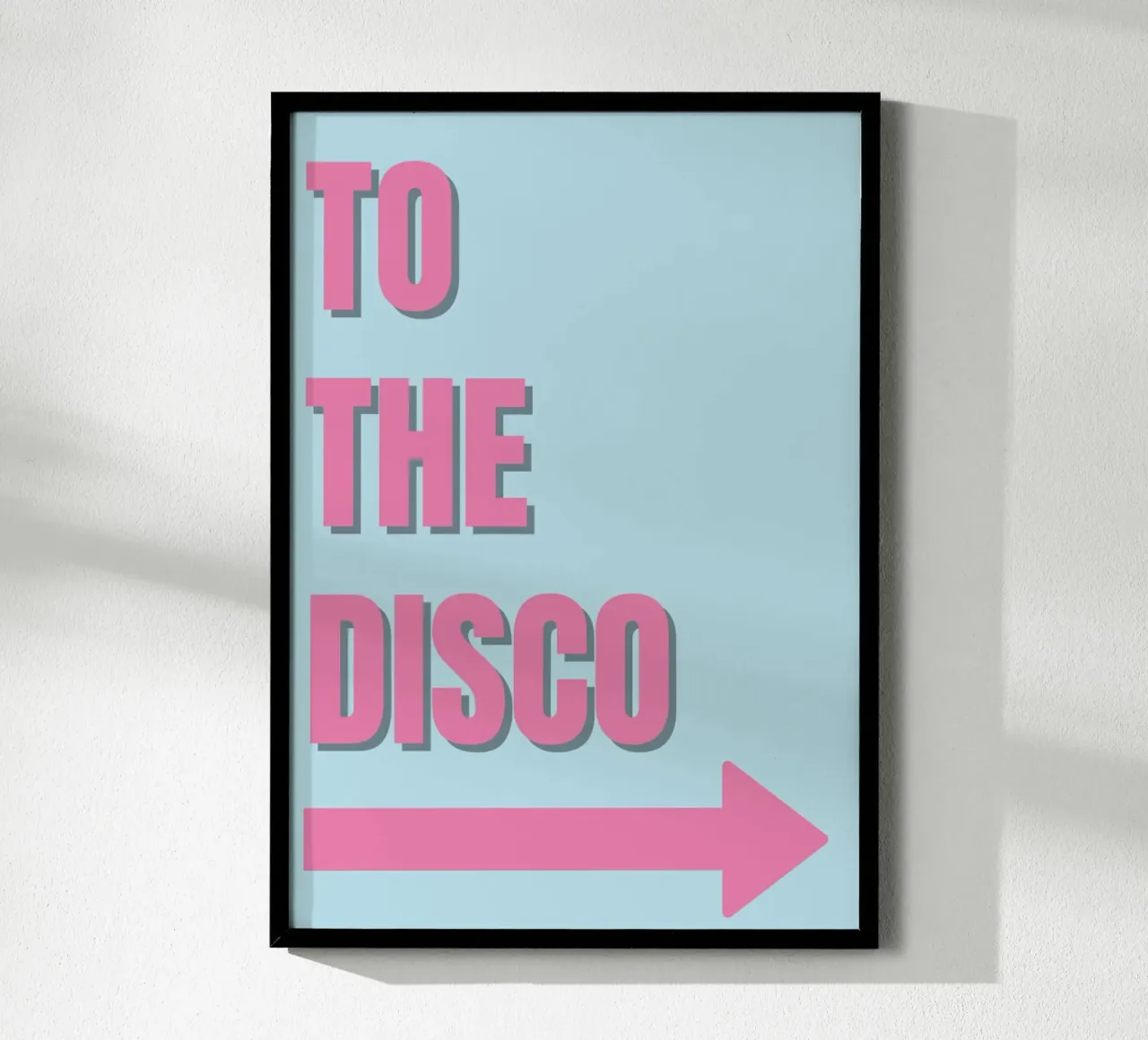 "To The Disco" Pink Retro Typography Art Print poster by homdeco