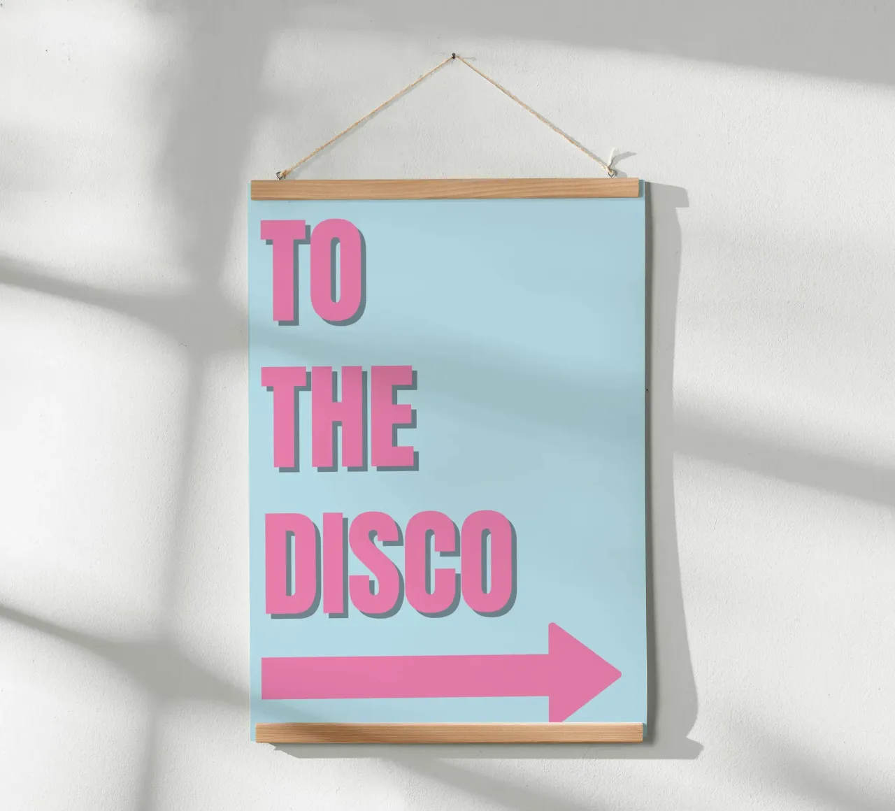"To The Disco" Pink Retro Typography Art Print poster by homdeco