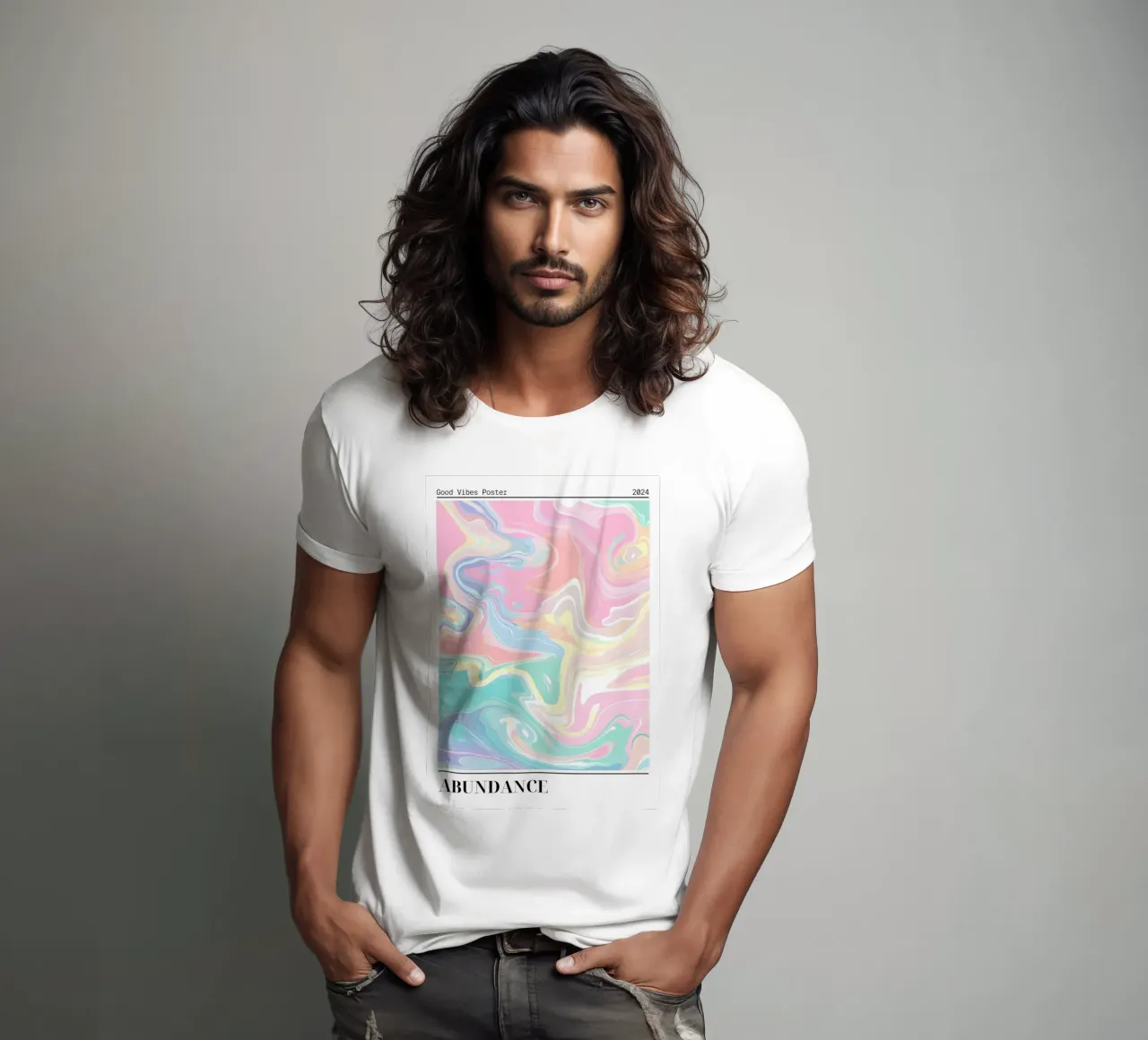 Abundance Good Vibes: Pastel Swirl Abstract Art Print t-shirt by homdeco