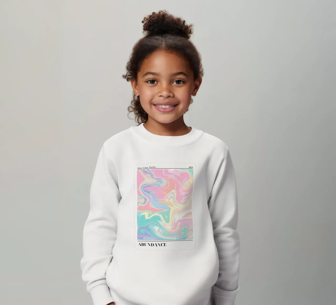 Abundance Good Vibes: Pastel Swirl Abstract Art Print kids sweatshirt by homdeco