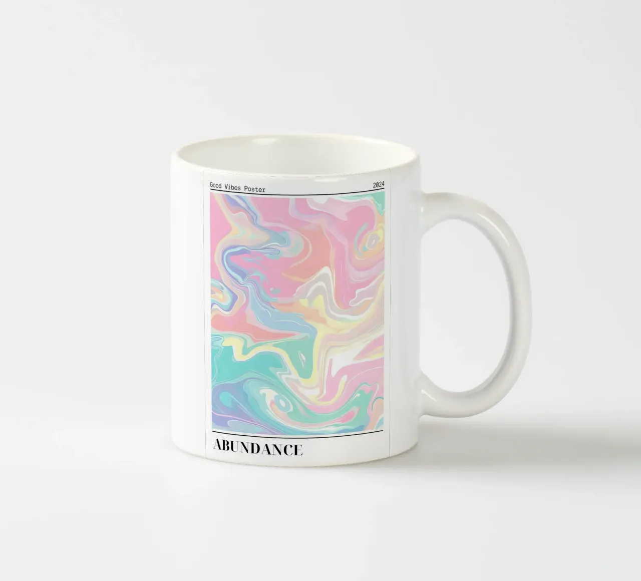 Abundance Good Vibes: Pastel Swirl Abstract Art Print ceramic mug by homdeco