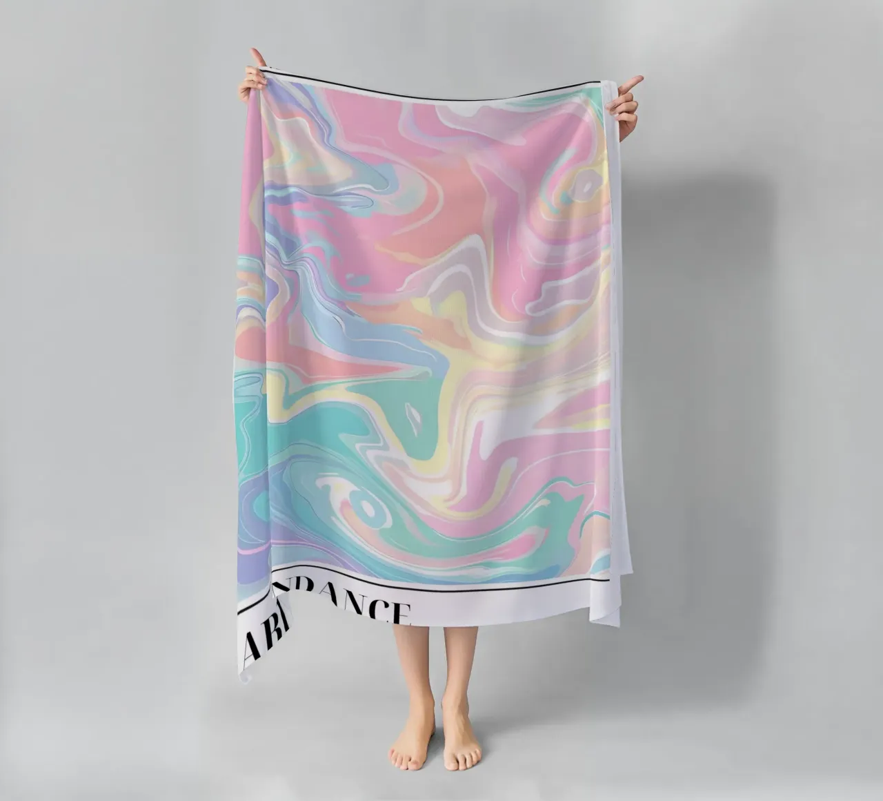 Abundance Good Vibes: Pastel Swirl Abstract Art Print beach towel by homdeco
