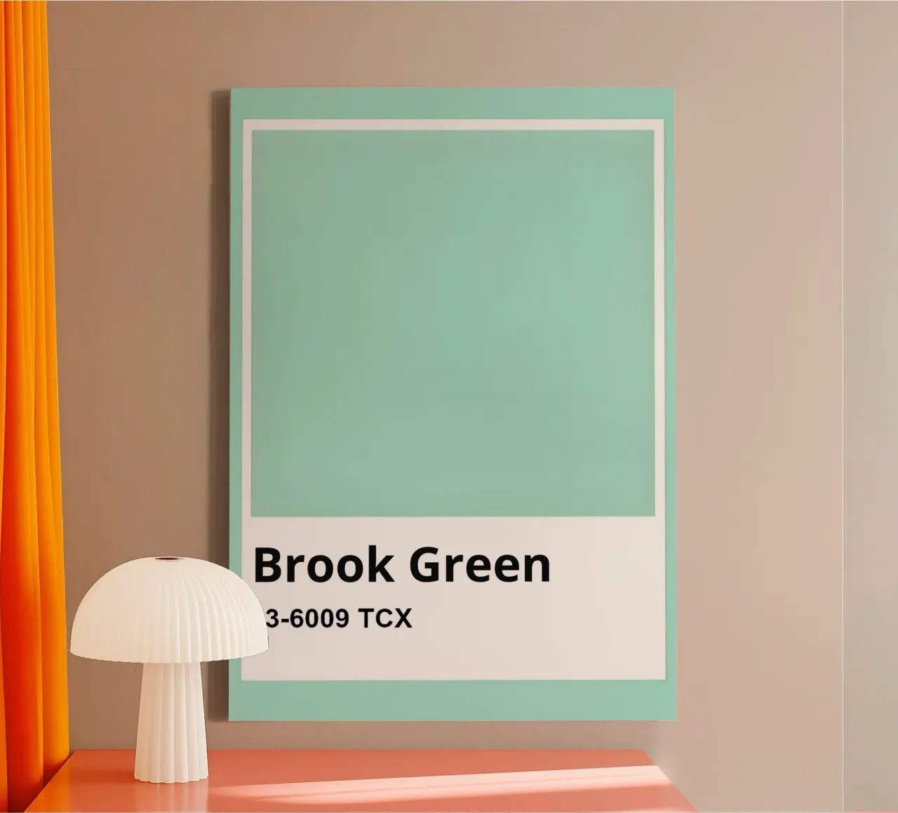 Pantone Beekgroen: Minimalistische kleurenblokprint canvas met Baklijst van homdeco