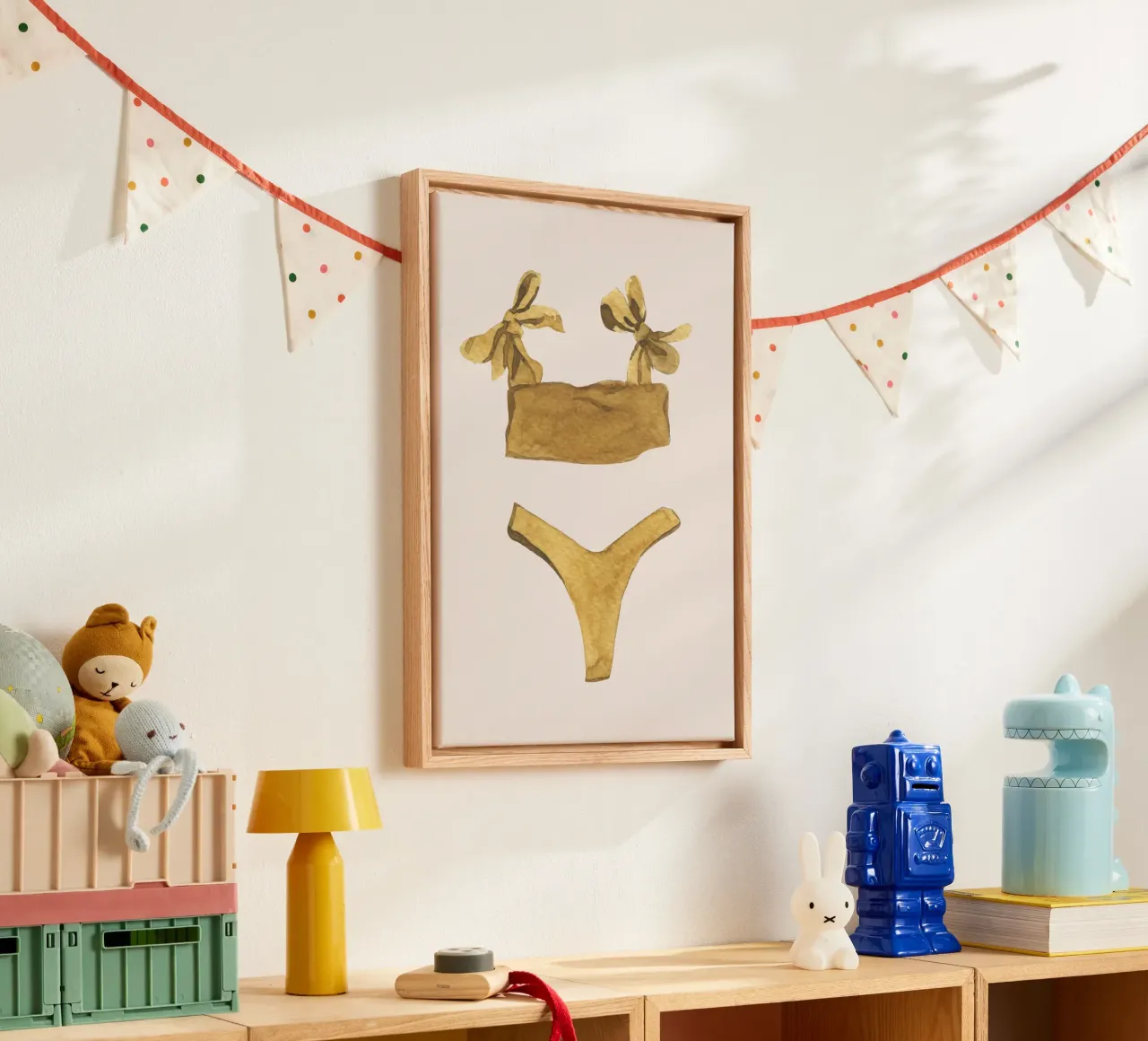 Traje de baño Boho Chic Acuarela Art Print Trendy lienzo con Marco flotante de dawnthesea
