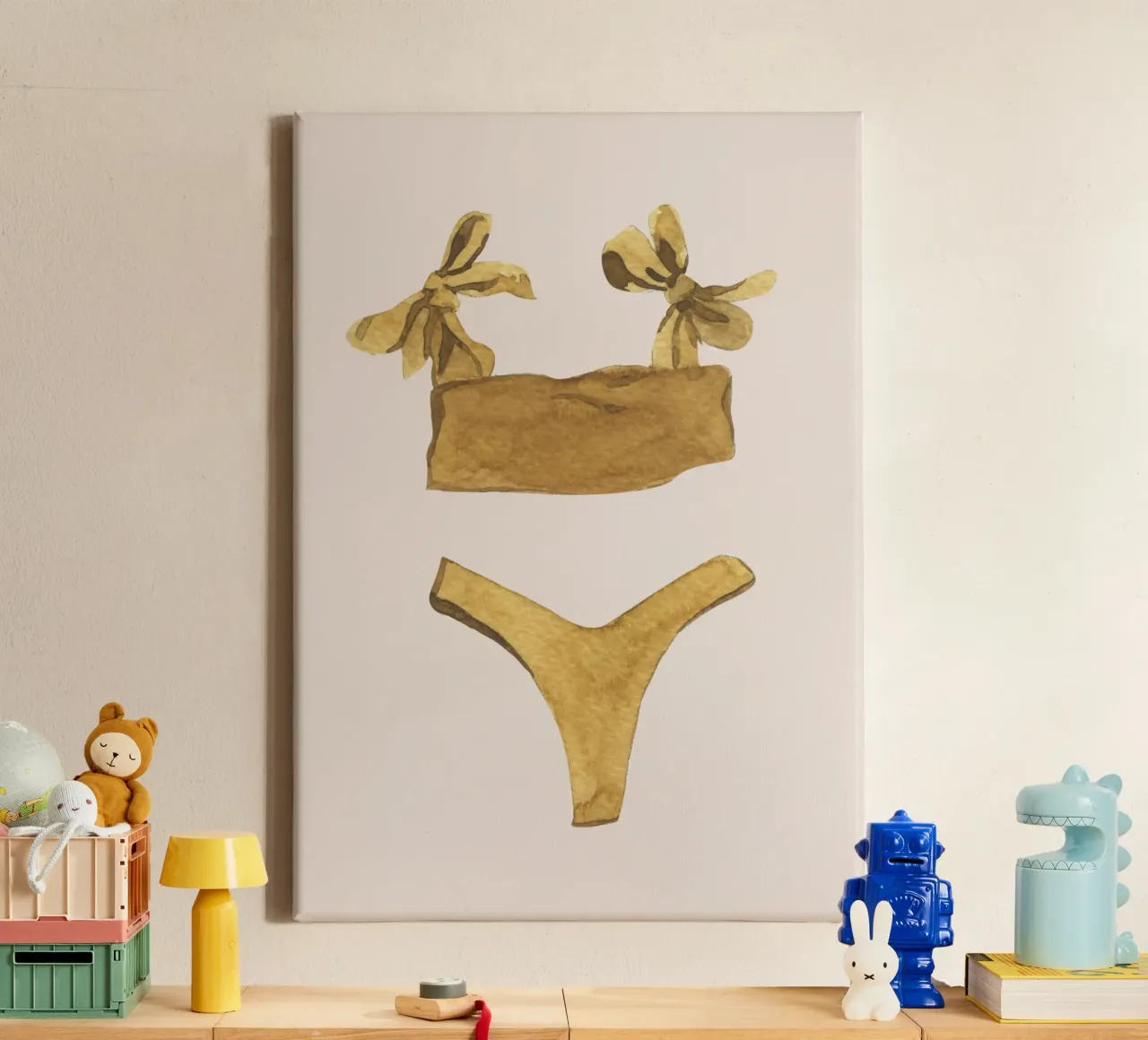 Traje de baño Boho Chic Acuarela Art Print Trendy lienzo con Marco flotante de dawnthesea