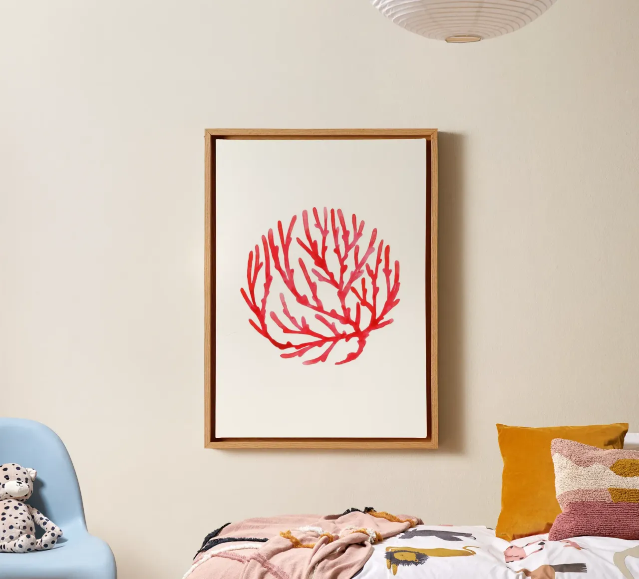 Corallo rosso Acquerello Arte Estetica Decorazione Costiera tela con Cornice a cassetta da dawnthesea