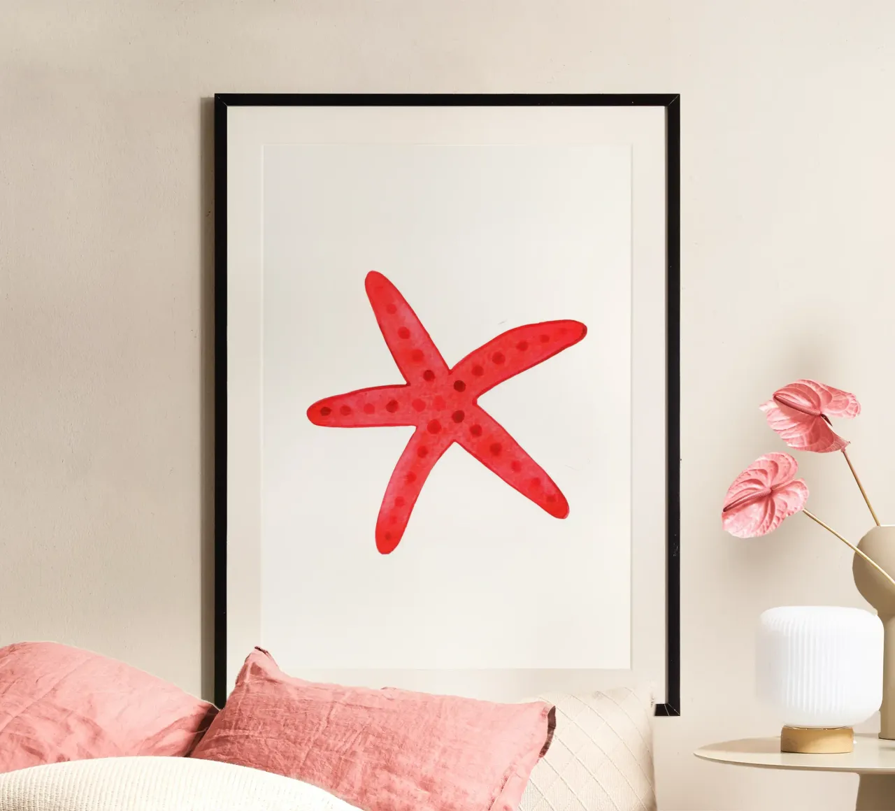 Stella marina rossa Acquerello Arte Oceano Vita Decor Stampa poster da dawnthesea