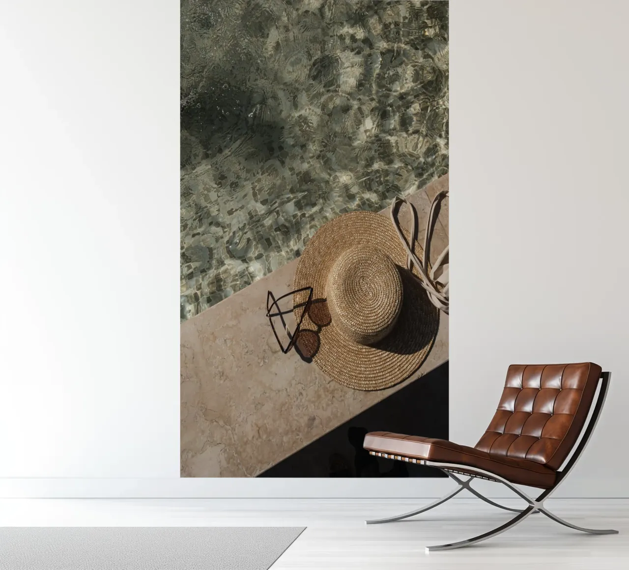 Summer Poolside Serenity Straw Hat Aesthetic Decor photo wallpaper by dawnthesea