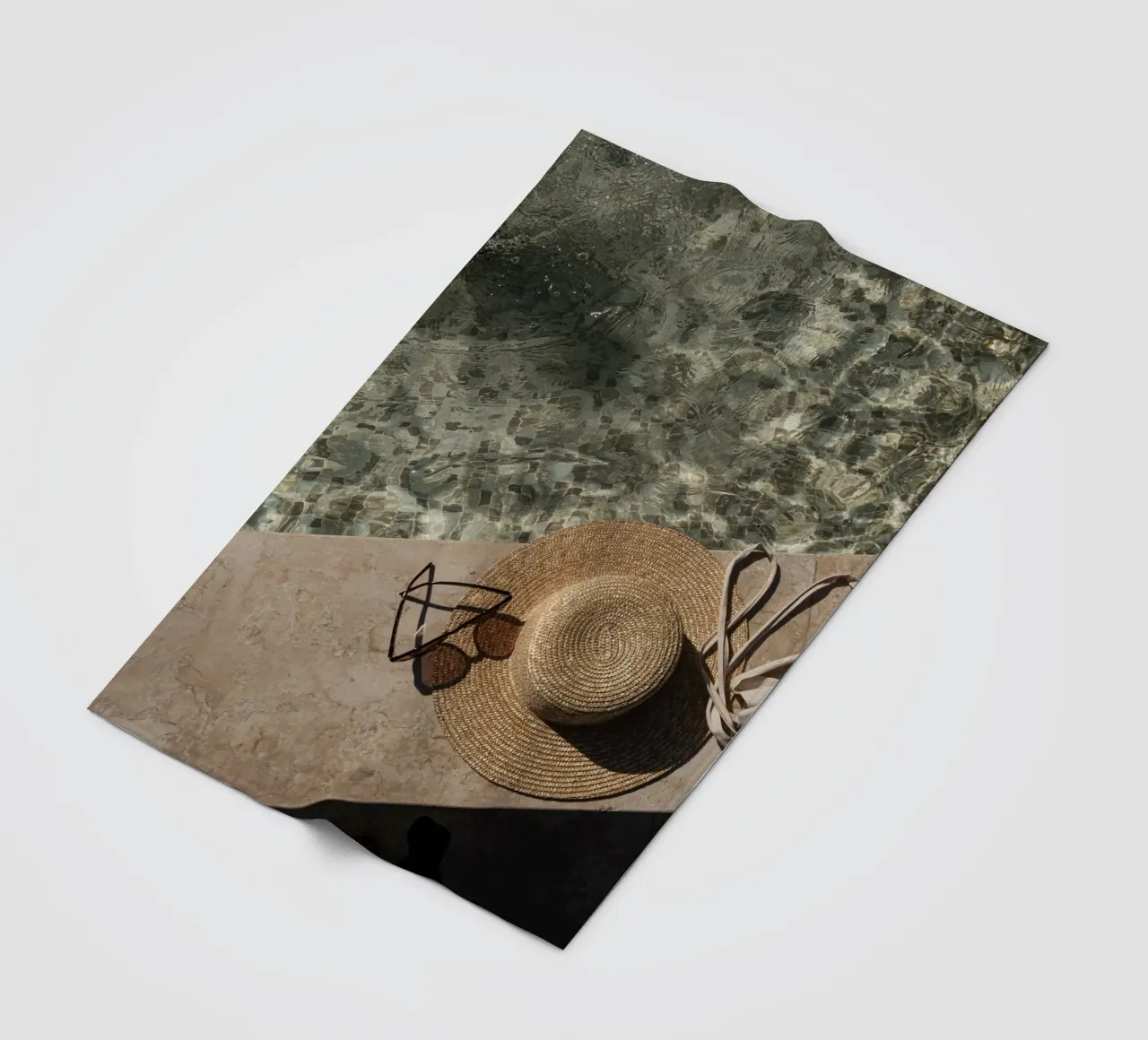 Summer Poolside Serenity Straw Hat Aesthetic Decor fleece blanket by dawnthesea