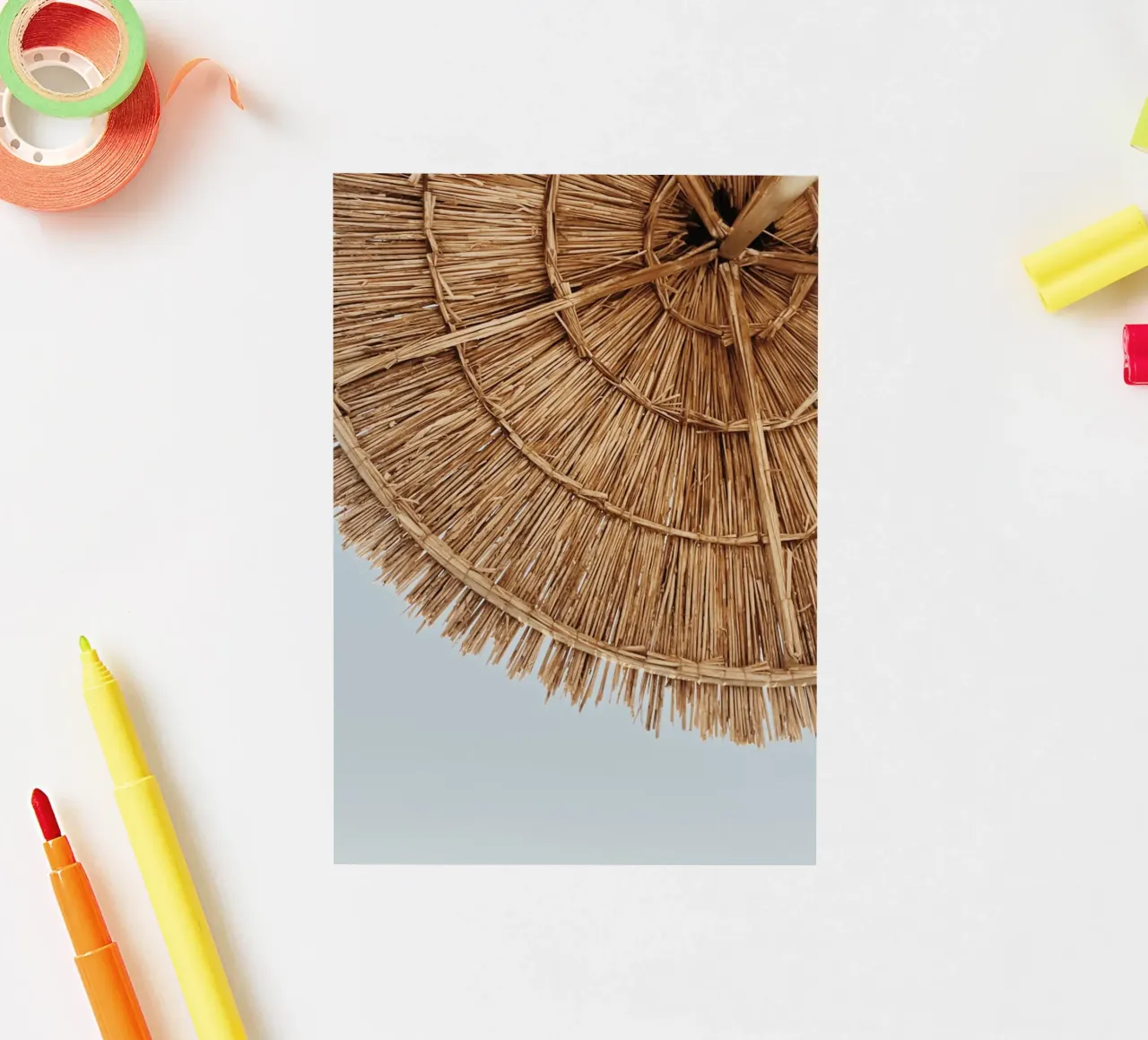 Straw Umbrella Texture Coastal Boho Aesthetic Art sticker by dawnthesea