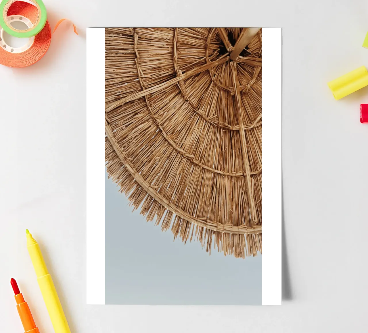 Paraguas de paja Textura Costera Boho Arte Estético pack de pegatina de dawnthesea