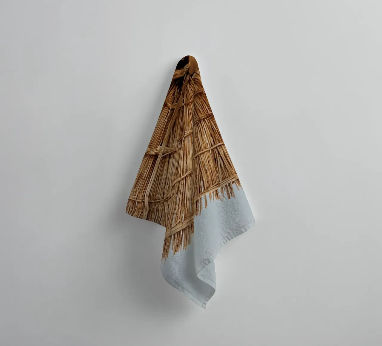Straw Umbrella Texture Coastal Boho Aesthetic Art towel by dawnthesea