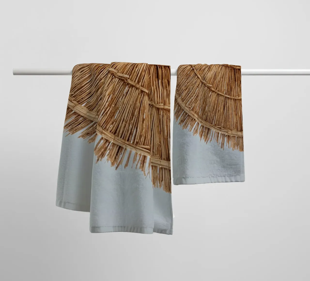Straw Umbrella Texture Coastal Boho Aesthetic Art towel by dawnthesea