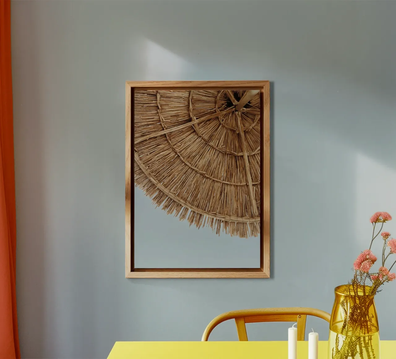 Straw Umbrella Texture Coastal Boho Aesthetic Art alu-dibond by dawnthesea