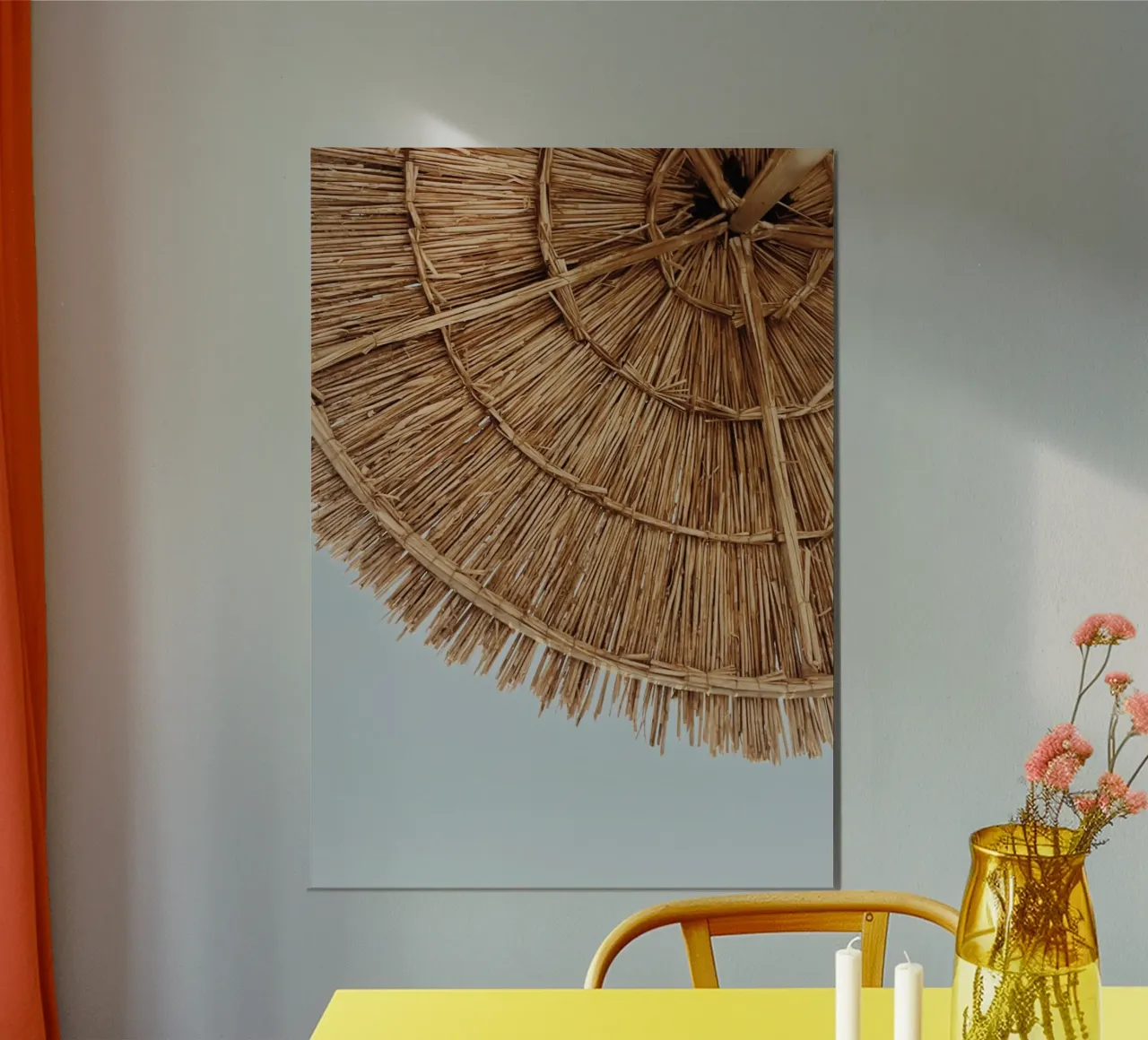 Straw Umbrella Texture Coastal Boho Aesthetic Art alu-dibond by dawnthesea