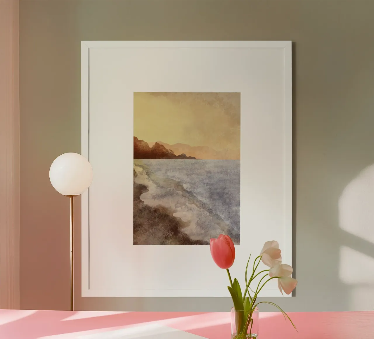 Abstract Kustlandschap Aardetinten Sereniteit Kunst poster van dawnthesea