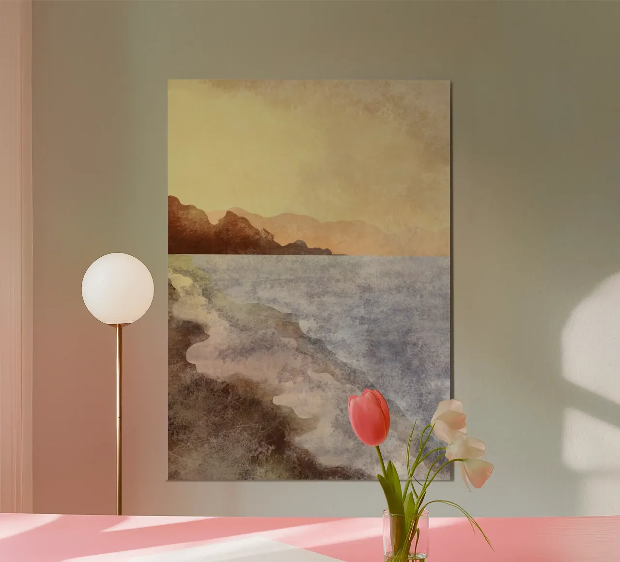 Abstract Kustlandschap Aardetinten Sereniteit Kunst poster van dawnthesea