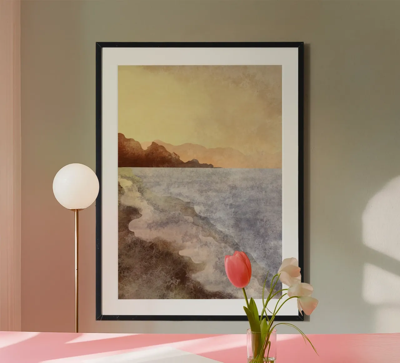 Abstract Kustlandschap Aardetinten Sereniteit Kunst poster van dawnthesea