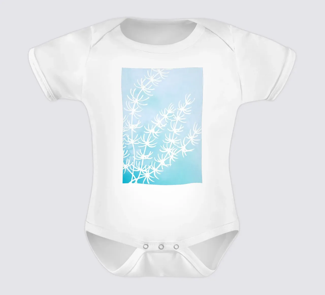 Alghe astratte bianche su acquerello blu body neonato maniche corte da dawnthesea