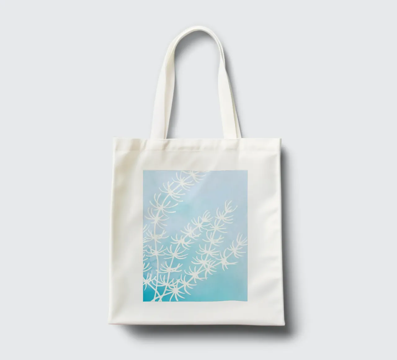 Alghe astratte bianche su acquerello blu borsa in juta da dawnthesea