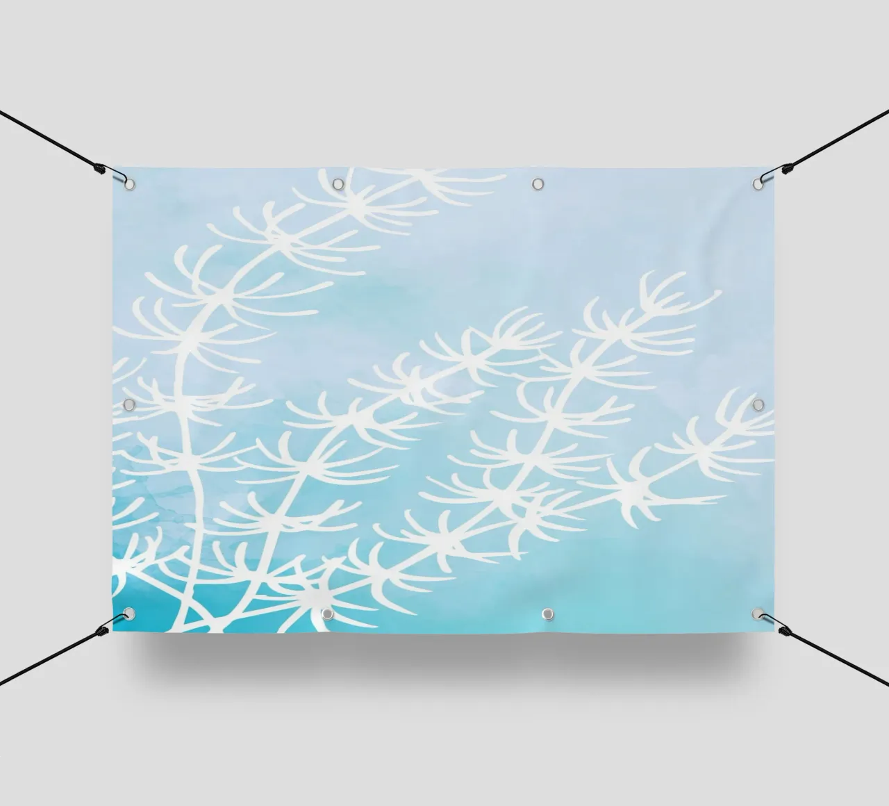Alghe astratte bianche su acquerello blu telo in pvc da dawnthesea