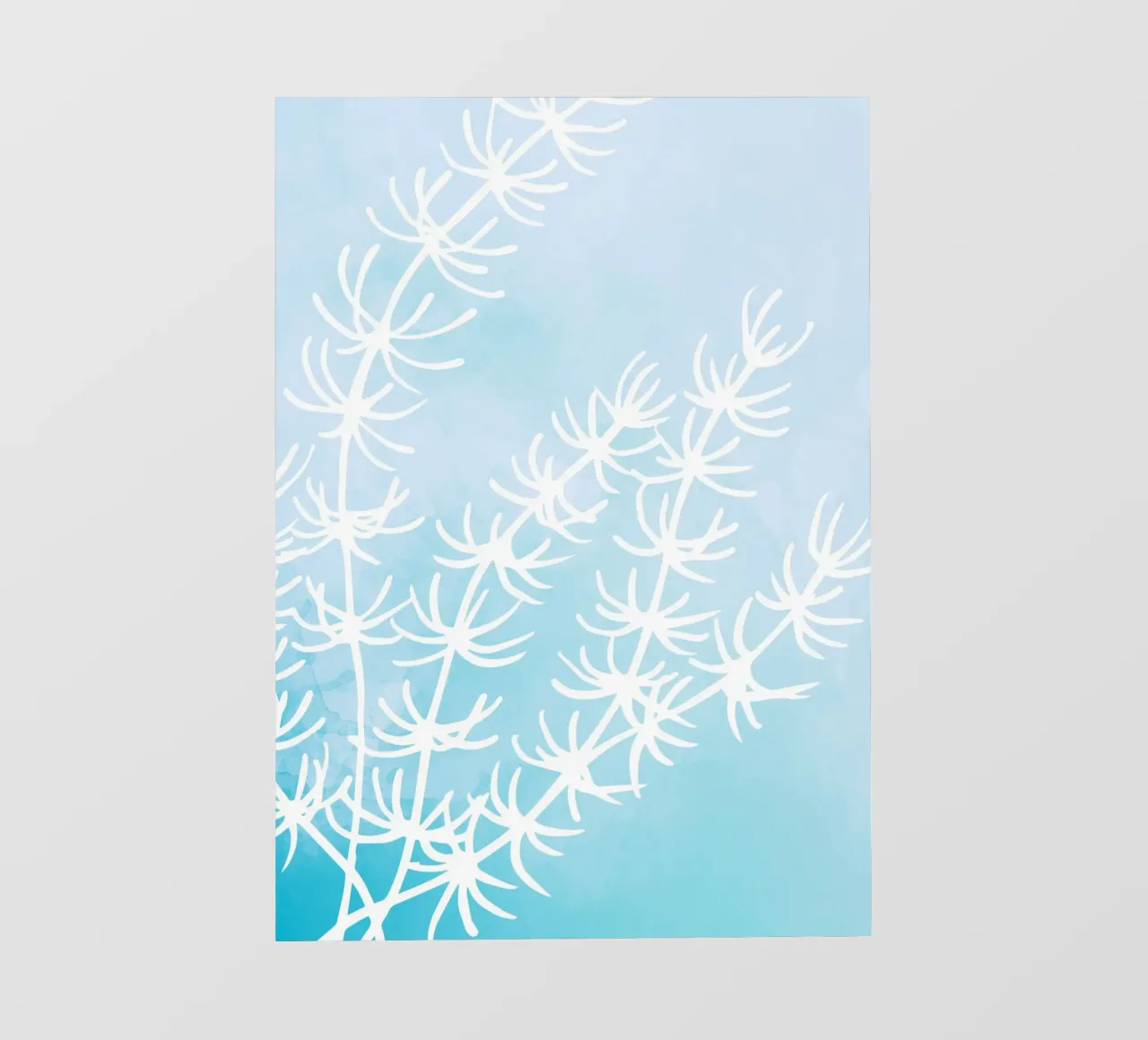 Alghe astratte bianche su acquerello blu telo in pvc da dawnthesea
