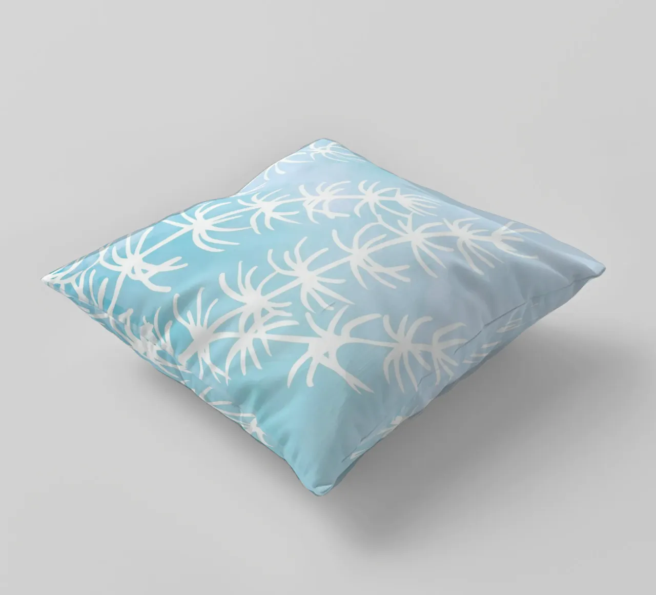 Alghe astratte bianche su acquerello blu cuscino da dawnthesea