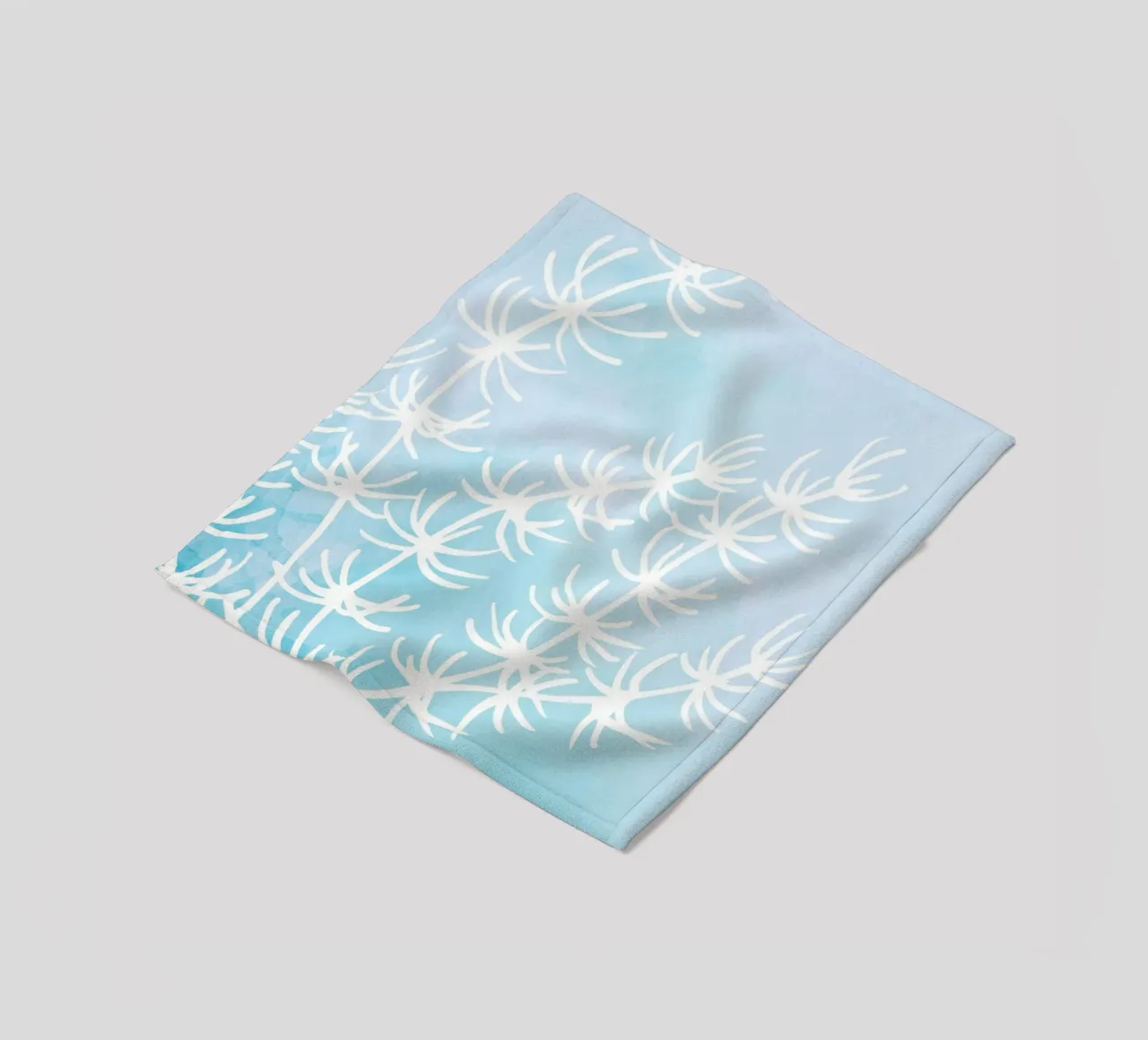 Alghe astratte bianche su acquerello blu coperta in pile da dawnthesea