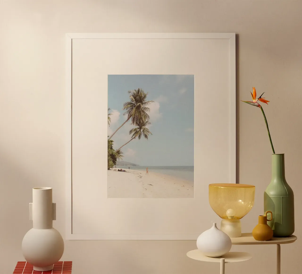 Spiaggia tropicale Paradiso Palme pendenti Vibrazioni vintage poster da dawnthesea
