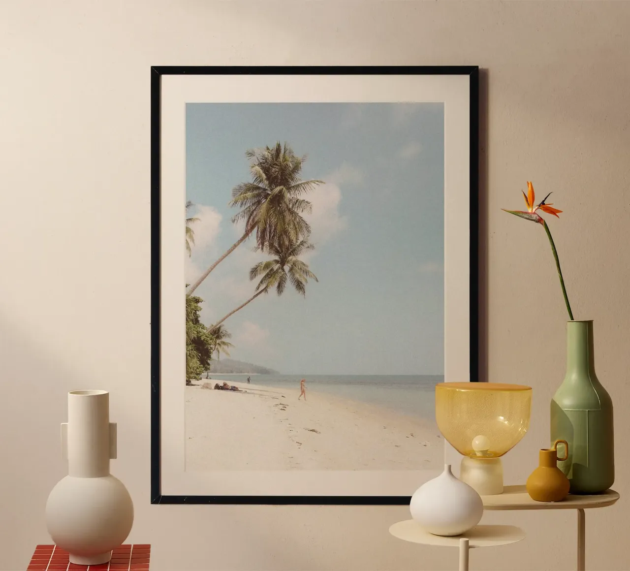 Spiaggia tropicale Paradiso Palme pendenti Vibrazioni vintage poster da dawnthesea