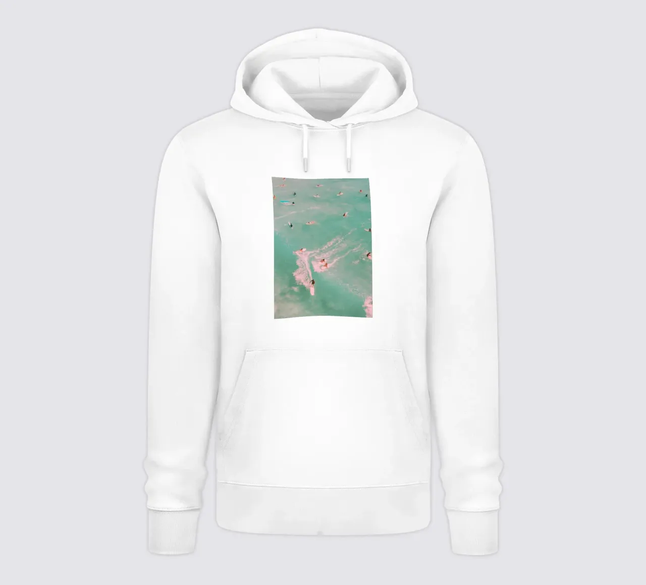 Waikiki Surfers Vista aerea Aqua Pink Vintage felpa con cappuccio da dawnthesea