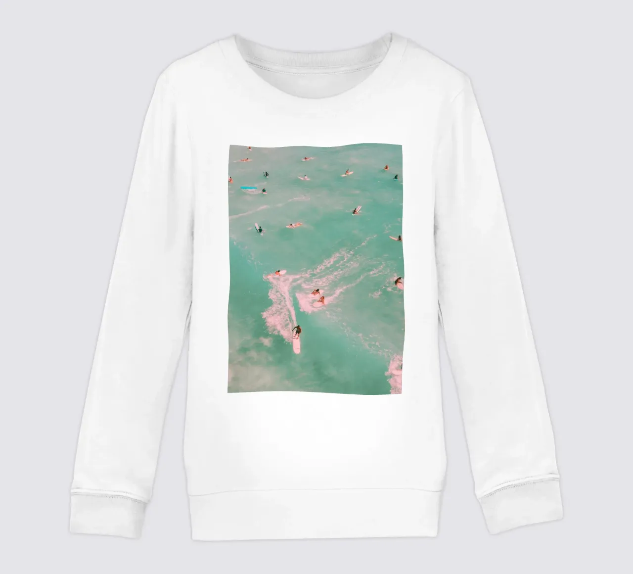 Waikiki Surfers Vista aérea Aqua Pink Vintage sudadera para niño de dawnthesea