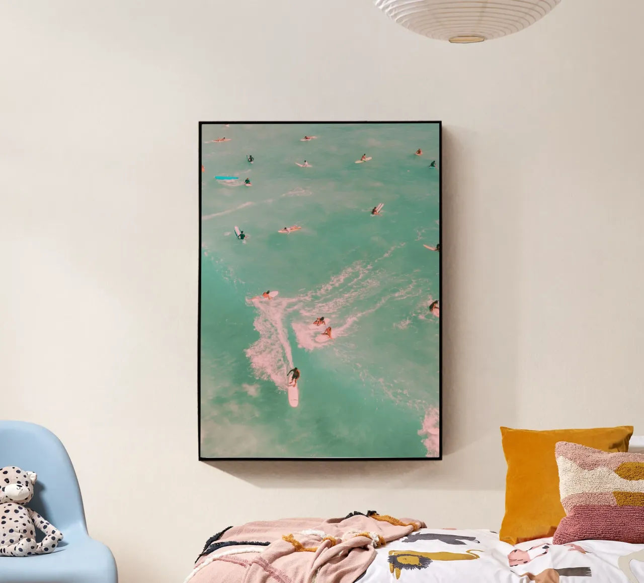 Waikiki Surfers Vista aérea Aqua Pink Vintage metacrilato de dawnthesea