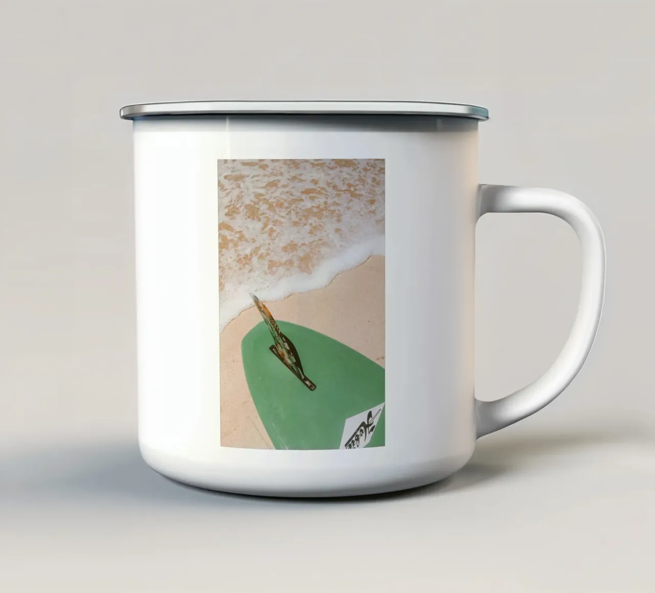 Hobie Surfboard Beach Shoreline Surf Art tazza in smalto da dawnthesea