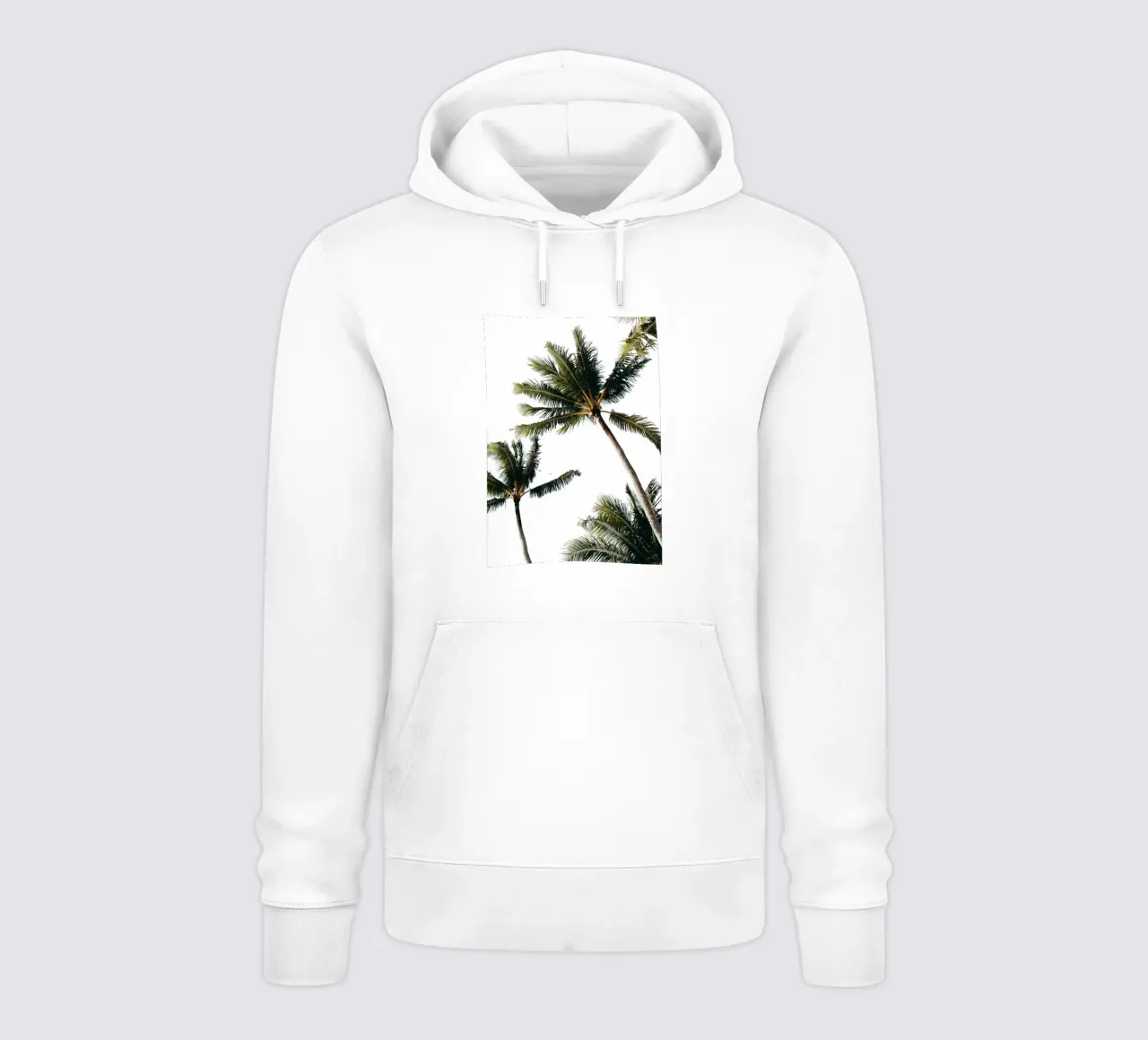 Vibrant Palm Trees Tropical White Sky Art hoodie by dawnthesea