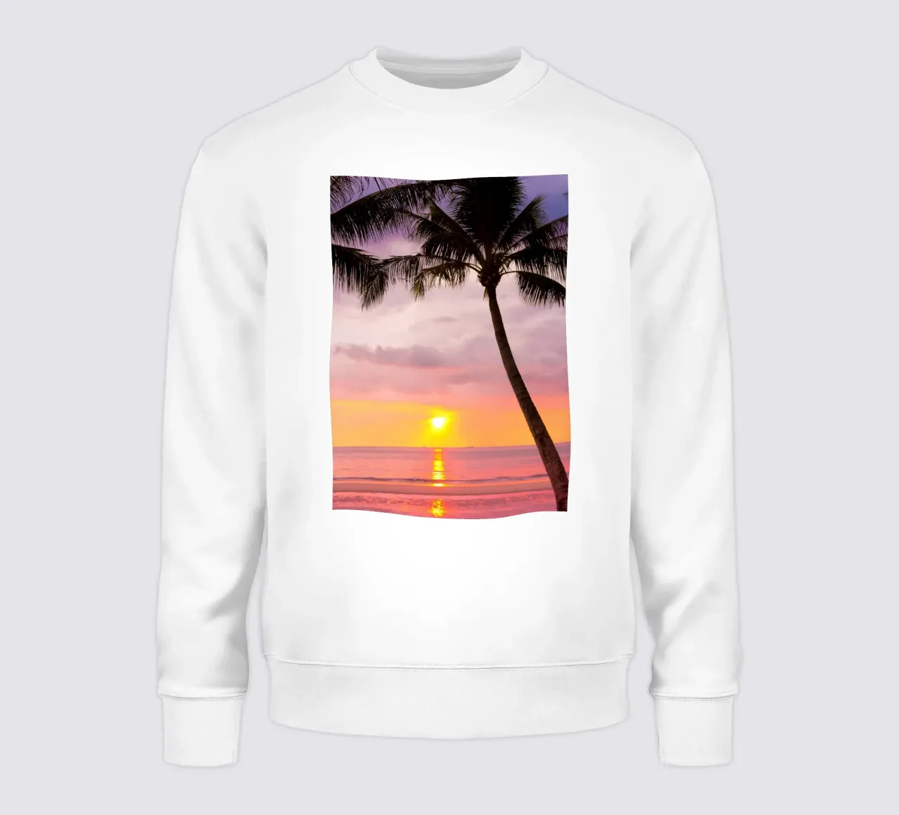 Tropical Sunset Palm Silhouette Vibrant Ocean Art sweat de dawnthesea