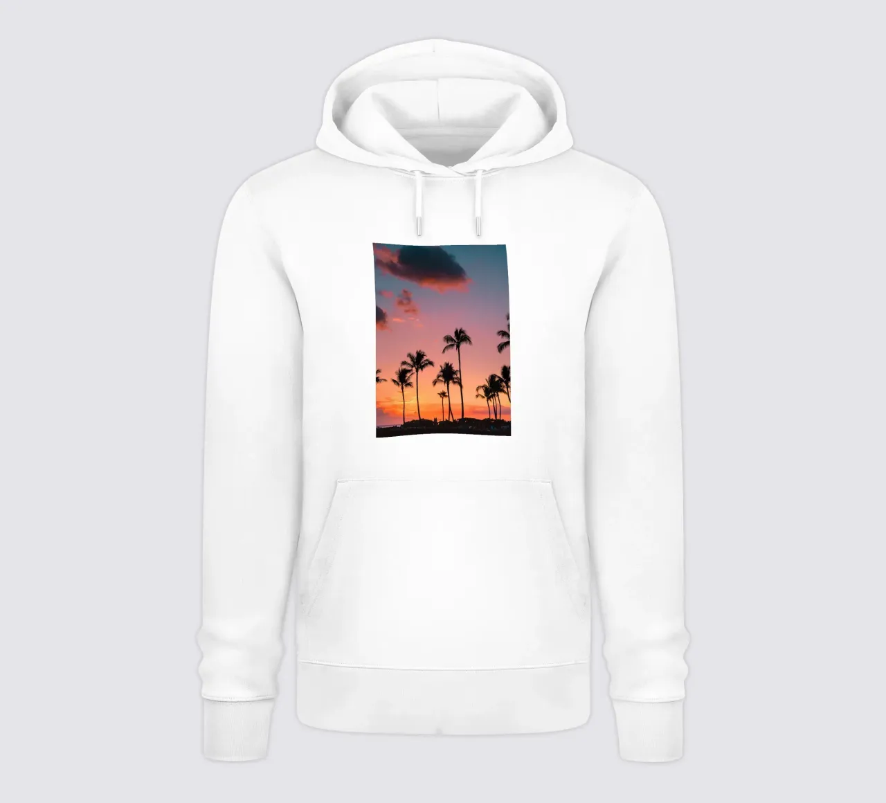 Tramonto infuocato Palm Grove Paradiso tropicale Arte felpa con cappuccio da dawnthesea