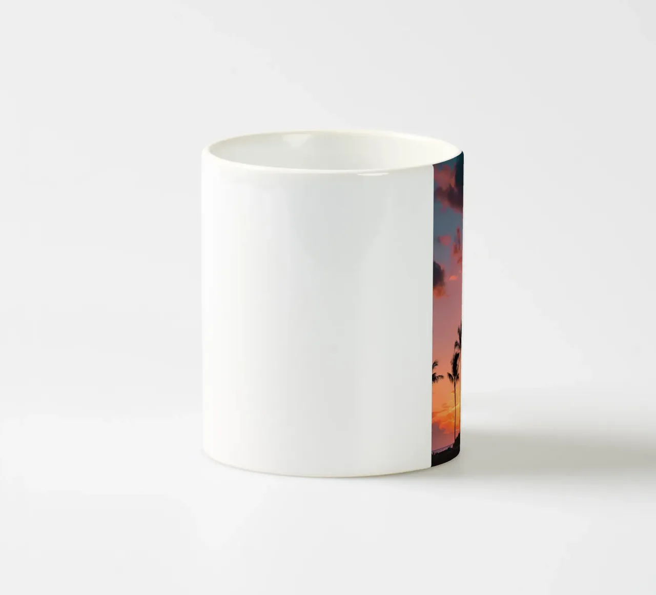 Tramonto infuocato Palm Grove Paradiso tropicale Arte tazza in ceramica da dawnthesea