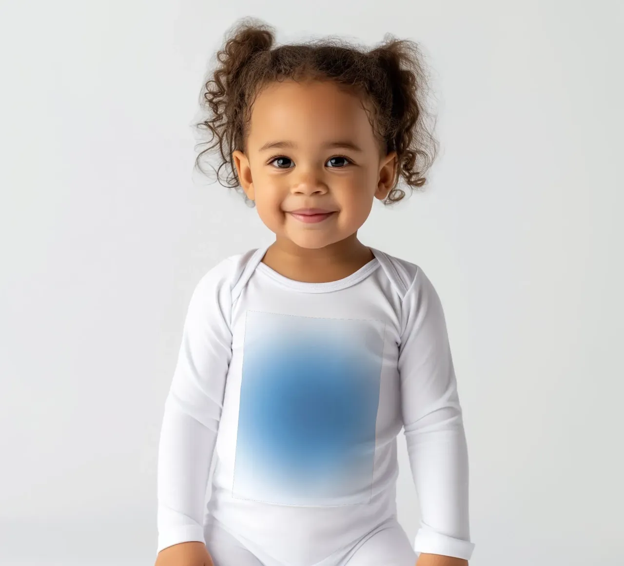 Sky Blue Aura Gradient Serene Abstract Art long-sleeve baby romper by dawnthesea