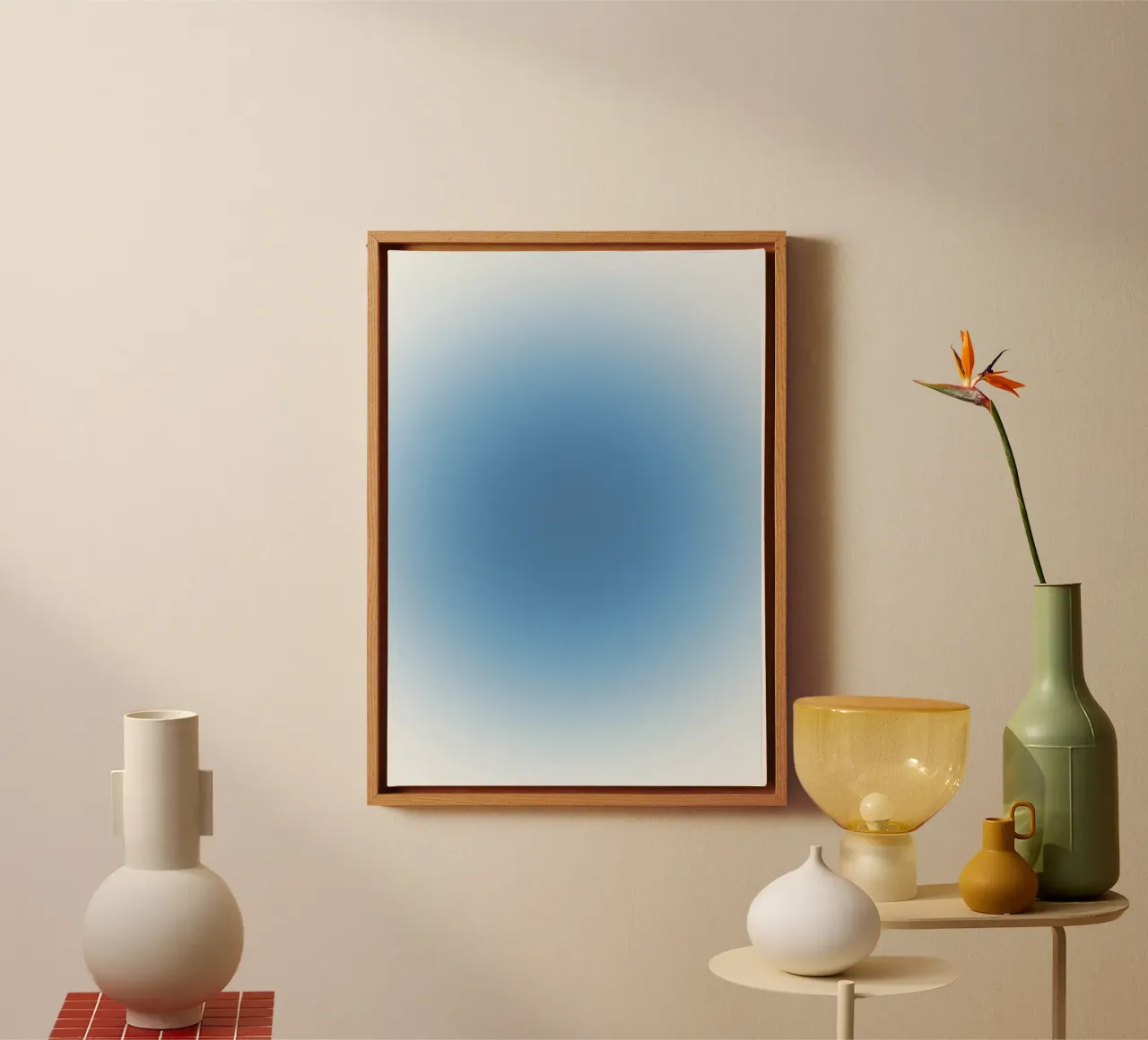 Hemelsblauw Aura verloop sereen abstracte kunst canvas van dawnthesea