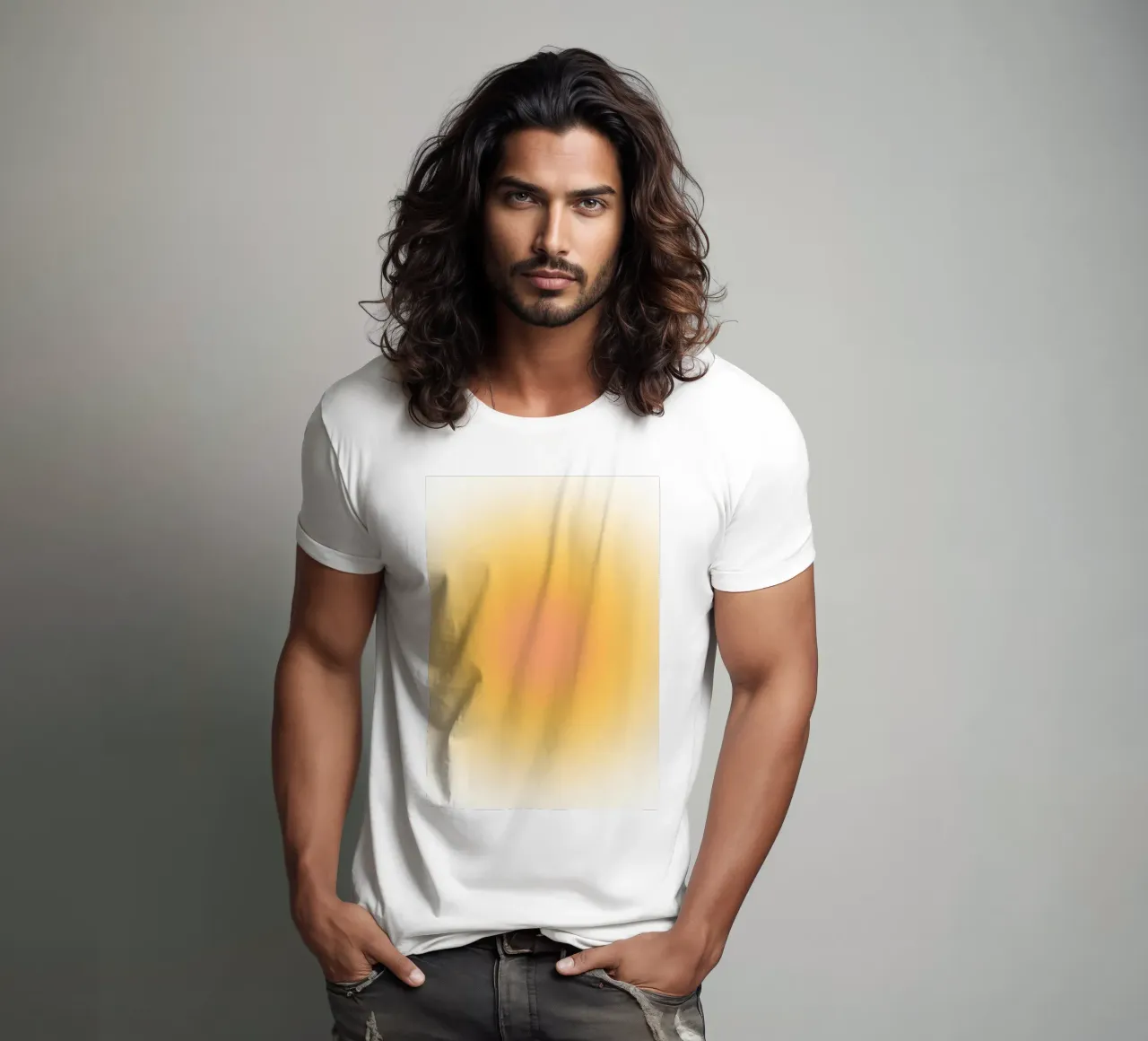 Zachte Perzik Aura Kleurverloop Warme Abstracte Kunst t-shirt van dawnthesea