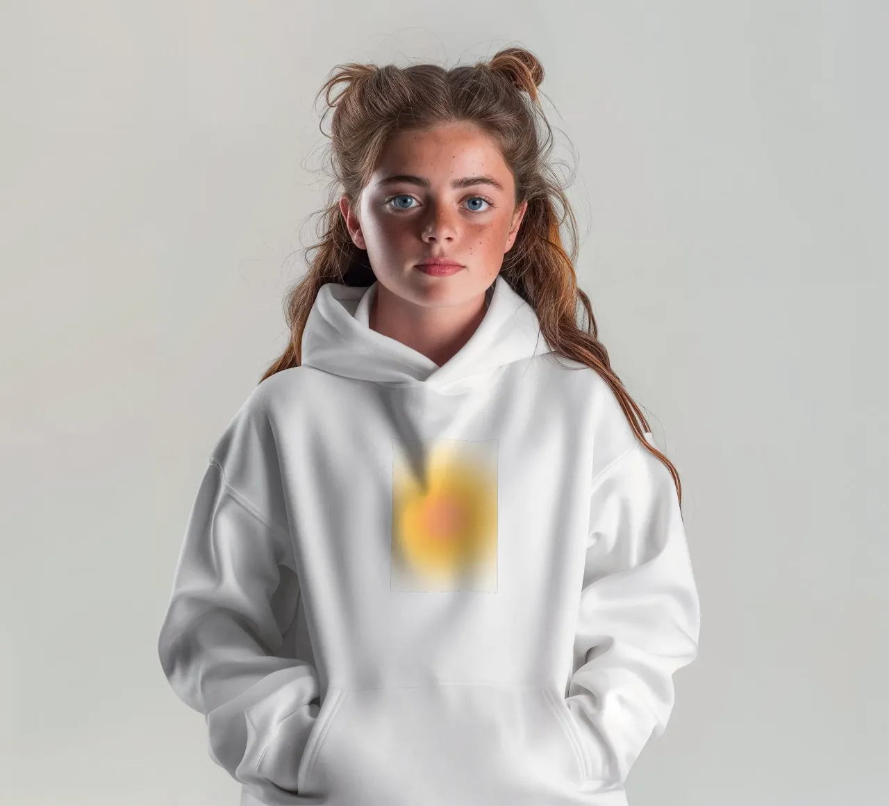Soft Peach Aura Gradiente Cálido Arte Abstracto sudadera con capucha para niño de dawnthesea