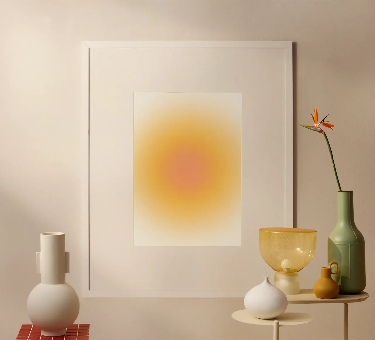 Soft Peach Aura Gradient Warm Abstract Art hahnemühle by dawnthesea