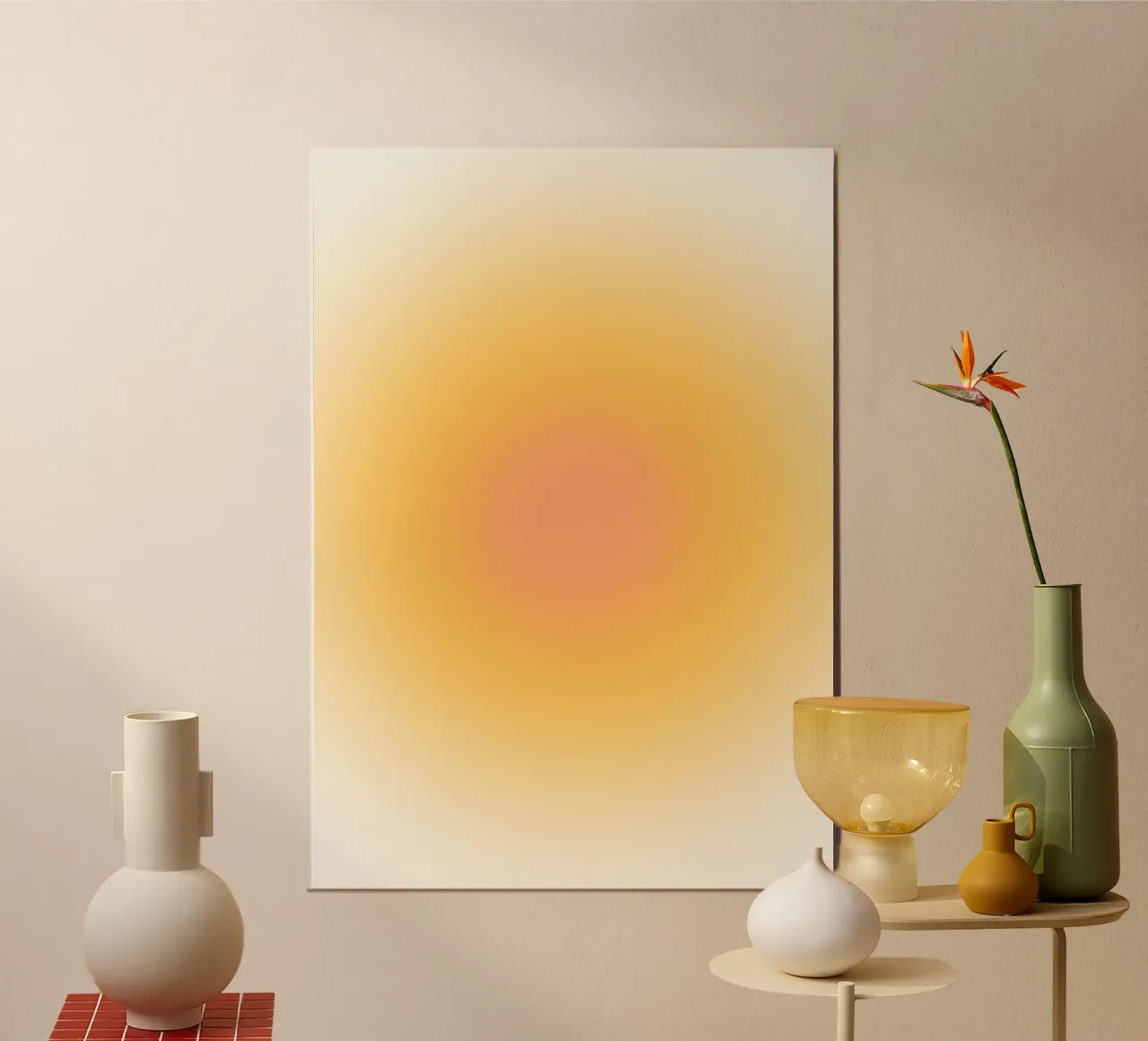 Soft Peach Aura Gradient Warm Abstract Art hahnemühle by dawnthesea