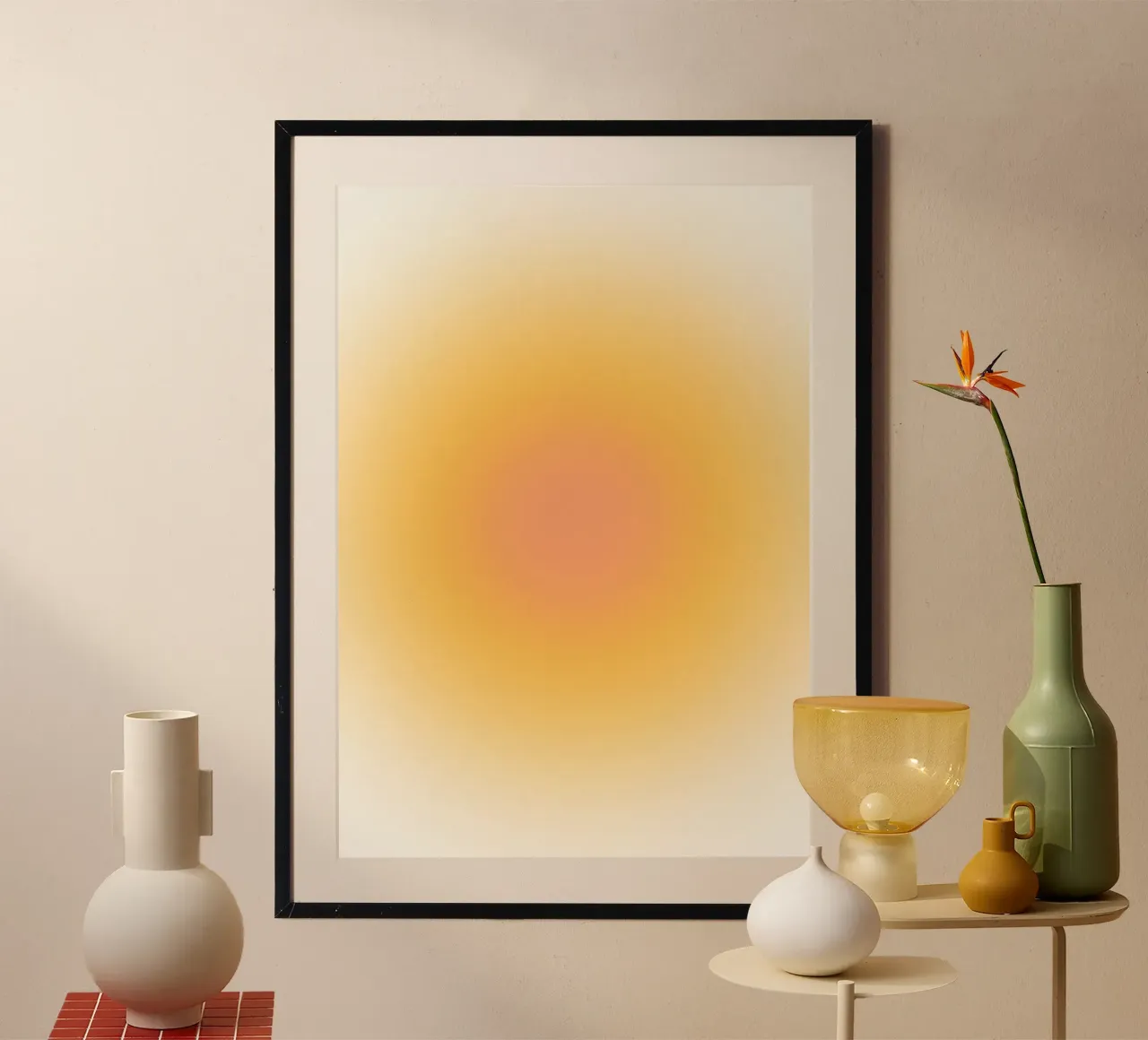 Soft Peach Aura Gradient Warm Abstract Art hahnemühle by dawnthesea