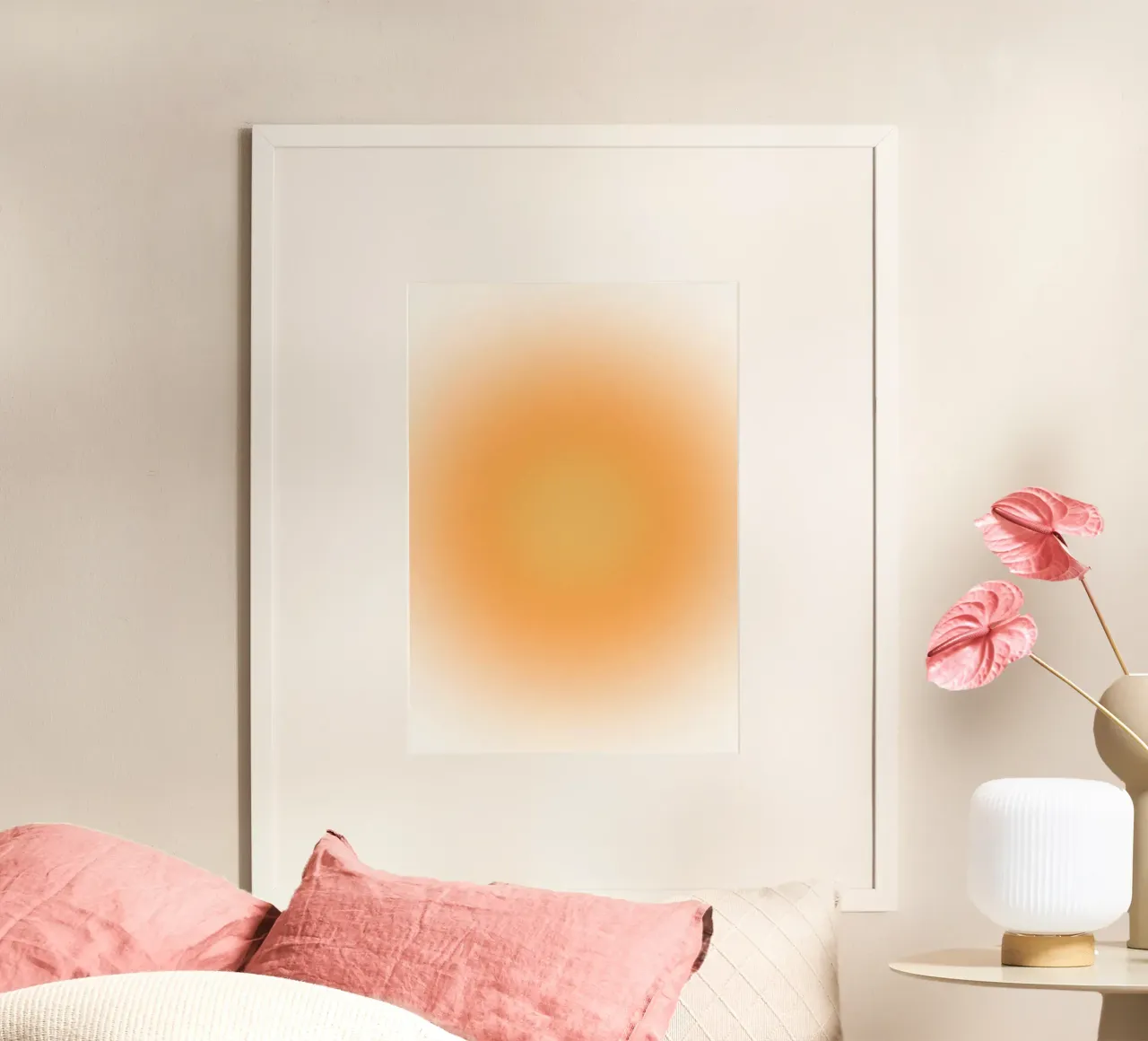 Soft Orange Aura Gradient Calm Abstract Art hahnemühle by dawnthesea