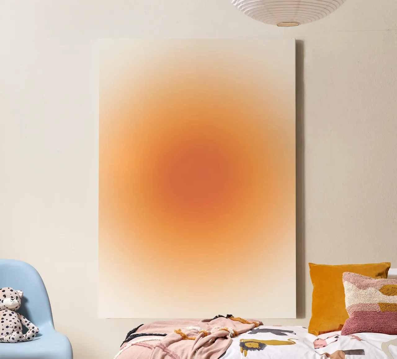 Warm koraal Aura kleurverloop abstracte kunstdruk canvas van dawnthesea