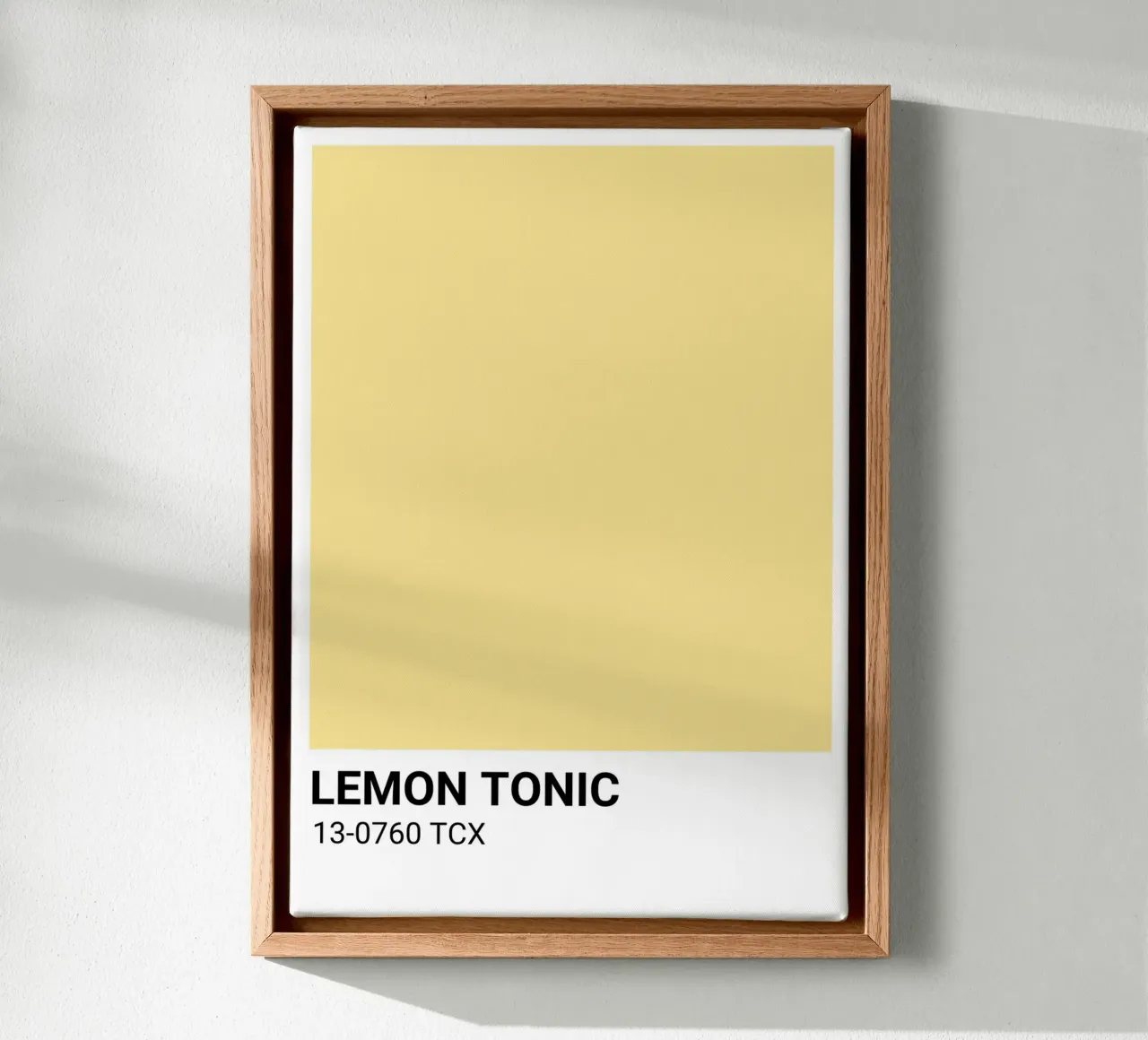 Lemon Tonic Pantone Farbblock Minimalistische Kunst Leinwand mit Schattenfugenrahmen von dawnthesea