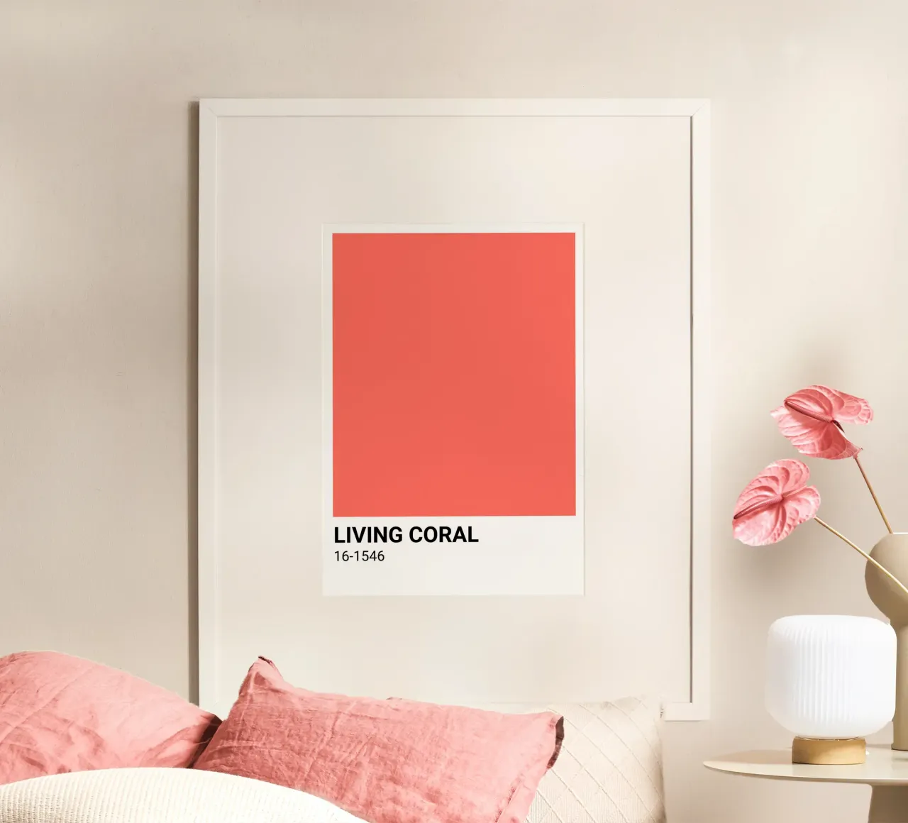 Arte vibrante Living Coral Pantone Color Block poster da dawnthesea